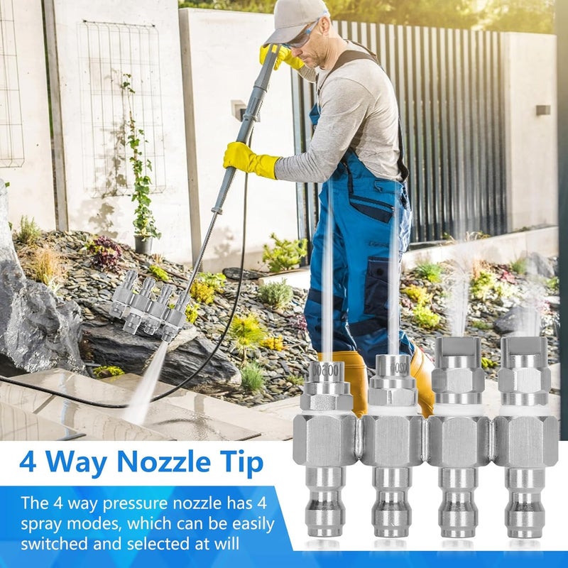 phabcf 4 Way Rod Nozzle Suitable for 7-8 GPM Rod Pressure Washer Nozzle - Image 5